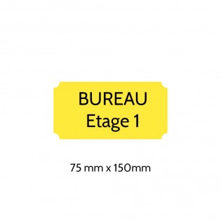 Plaque de porte gravée sur 1 à 2 lignes couleur jaune lettres noires - Format rectangle classique 75 x 150 mm