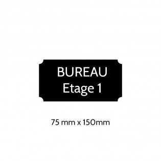 Plaque de porte gravée sur 1 à 2 lignes couleur noire lettres blanches - Format rectangle classique 75 x 150 mm