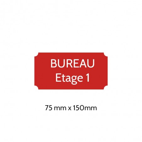 Plaque de porte gravée sur 1 à 2 lignes couleur rouge lettres blanches - Format rectangle classique 75 x 150 mm