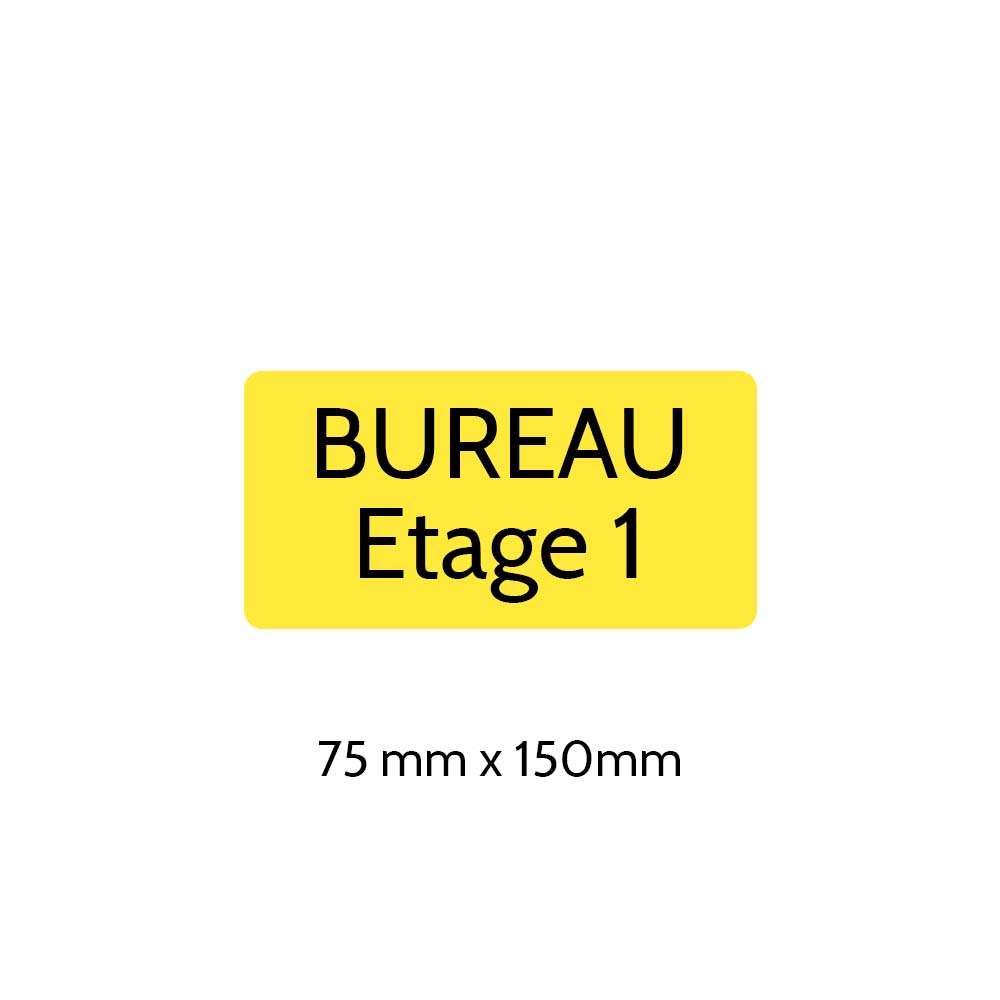 Plaque de porte gravée sur 1 à 2 lignes couleur jaune lettres noires - Rectangle angles arrondis 75 x 150 mm