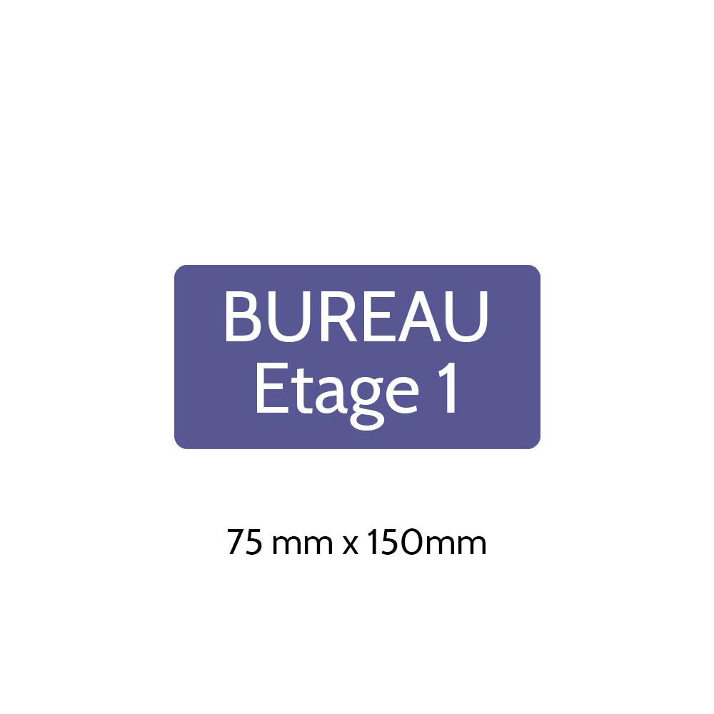 Plaque de porte gravée sur 1 à 2 lignes couleur violette lettres blanches - Rectangle angles arrondis 75 x 150 mm