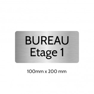 Plaque de porte gravée sur 1 à 2 lignes couleur gris argent lettres noires - Rectangle angles arrondis 100 x 200 mm