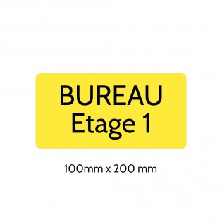 Plaque de porte gravée sur 1 à 2 lignes couleur jaune lettres noires - Rectangle angles arrondis 100 x 200 mm