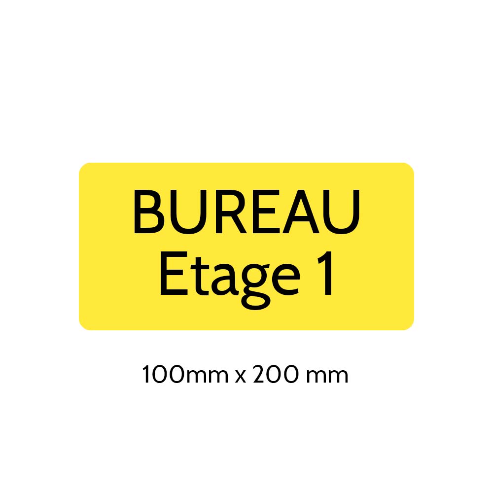 Plaque de porte gravée sur 1 à 2 lignes couleur jaune lettres noires - Rectangle angles arrondis 100 x 200 mm