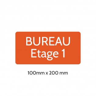 Plaque de porte gravée sur 1 à 2 lignes couleur orange lettres blanches - Rectangle angles arrondis 100 x 200 mm