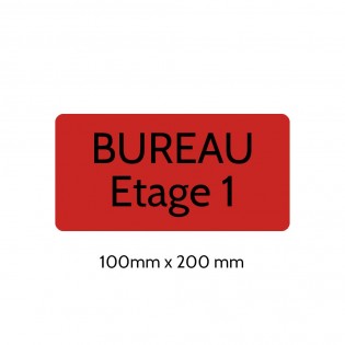Plaque de porte gravée sur 1 à 2 lignes couleur rouge lettres noires - Rectangle angles arrondis 100 x 200 mm