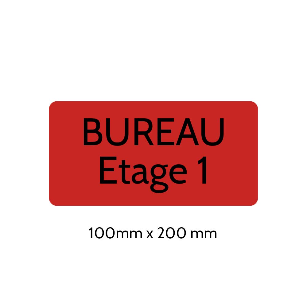 Plaque de porte gravée sur 1 à 2 lignes couleur rouge lettres noires - Rectangle angles arrondis 100 x 200 mm
