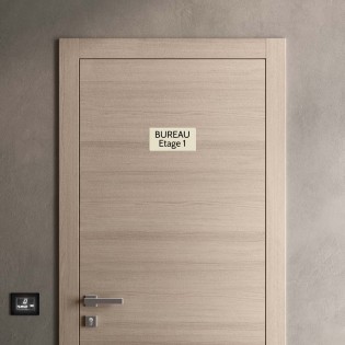 Plaque de porte gravée sur 1 à 2 lignes couleur beige lettres noires - Rectangle angles arrondis 125 x 250 mm