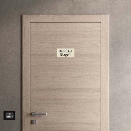 Plaque de porte gravée sur 1 à 2 lignes couleur beige lettres noires - Rectangle angles arrondis 125 x 250 mm