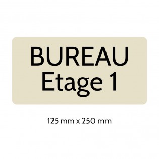 Plaque de porte gravée sur 1 à 2 lignes couleur beige lettres noires - Rectangle angles arrondis 125 x 250 mm