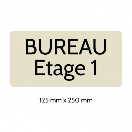 Plaque de porte gravée sur 1 à 2 lignes couleur beige lettres noires - Rectangle angles arrondis 125 x 250 mm