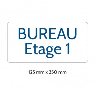 Plaque de porte gravée sur 1 à 2 lignes couleur blanche lettres bleues - Rectangle angles arrondis 125 x 250 mm