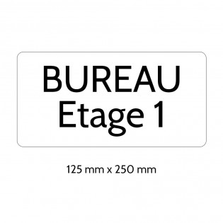 Plaque de porte gravée sur 1 à 2 lignes couleur blanche lettres noires - Rectangle angles arrondis 125 x 250 mm