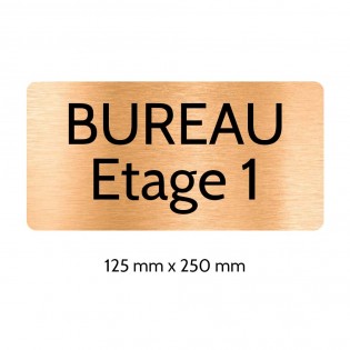 Plaque de porte gravée sur 1 à 2 lignes couleur cuivre lettres noires - Rectangle angles arrondis 125 x 250 mm