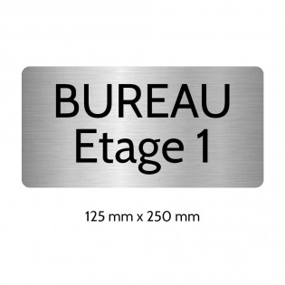 Plaque de porte gravée sur 1 à 2 lignes couleur gris argent lettres noires - Rectangle angles arrondis 125 x 250 mm