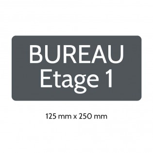 Plaque de porte gravée sur 1 à 2 lignes couleur grise lettres blanches - Rectangle angles arrondis 125 x 250 mm