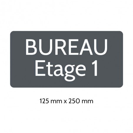 Plaque de porte gravée sur 1 à 2 lignes couleur grise lettres blanches - Rectangle angles arrondis 125 x 250 mm