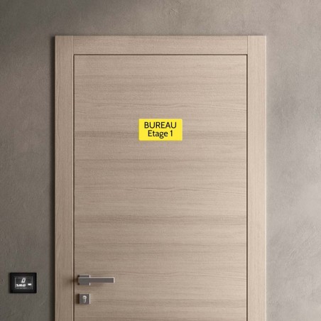 Plaque de porte gravée sur 1 à 2 lignes couleur jaune lettres noires - Rectangle angles arrondis 125 x 250 mm