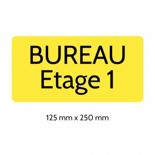 Plaque de porte gravée sur 1 à 2 lignes couleur jaune lettres noires - Rectangle angles arrondis 125 x 250 mm