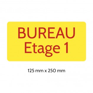 Plaque de porte gravée sur 1 à 2 lignes couleur Jaune lettres rouges - Rectangle angles arrondis 125 x 250 mm