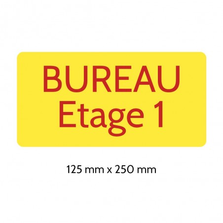 Plaque de porte gravée sur 1 à 2 lignes couleur Jaune lettres rouges - Rectangle angles arrondis 125 x 250 mm