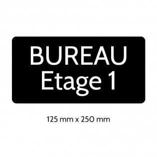 Plaque de porte gravée sur 1 à 2 lignes couleur noire lettres blanches - Rectangle angles arrondis 125 x 250 mm