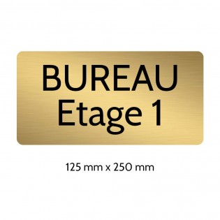Plaque de porte gravée sur 1 à 2 lignes couleur or brossé lettres noires - Rectangle angles arrondis 125 x 250 mm