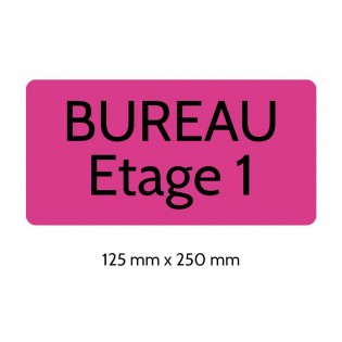 Plaque de porte gravée sur 1 à 2 lignes couleur rose lettres noires - Rectangle angles arrondis 125 x 250 mm