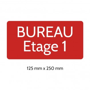 Plaque de porte gravée sur 1 à 2 lignes couleur rouge lettres blanches - Rectangle angles arrondis 125 x 250 mm
