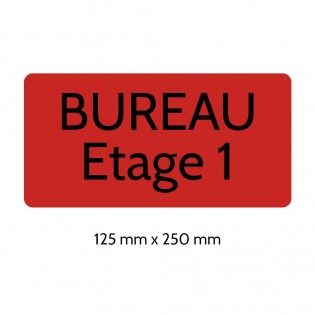 Plaque de porte gravée sur 1 à 2 lignes couleur rouge lettres noires - Rectangle angles arrondis 125 x 250 mm