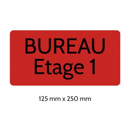 Plaque de porte gravée sur 1 à 2 lignes couleur rouge lettres noires - Rectangle angles arrondis 125 x 250 mm