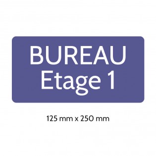 Plaque de porte gravée sur 1 à 2 lignes couleur violette lettres blanches - Rectangle angles arrondis 125 x 250 mm