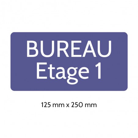 Plaque de porte gravée sur 1 à 2 lignes couleur violette lettres blanches - Rectangle angles arrondis 125 x 250 mm