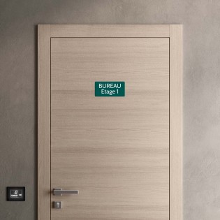 Plaque de porte gravée sur 1 à 2 lignes vert foncé lettres blanches - Rectangle angles arrondis 125 x 250 mm