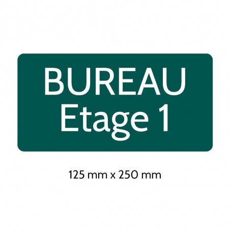 Plaque de porte gravée sur 1 à 2 lignes vert foncé lettres blanches - Rectangle angles arrondis 125 x 250 mm