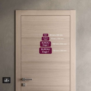 Plaque de porte gravée sur 1 à 2 lignes couleur orange lettres blanches - Rectangle classique 125 x 250 mm