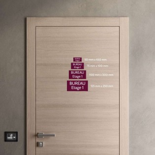 Plaque de porte gravée sur 1 à 2 lignes couleur orange lettres blanches - Format rectangle 100 x 200 mm