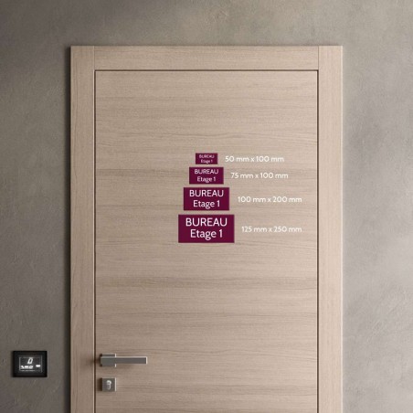 Plaque de porte gravée sur 1 à 2 lignes couleur orange lettres blanches - Format rectangle 100 x 200 mm