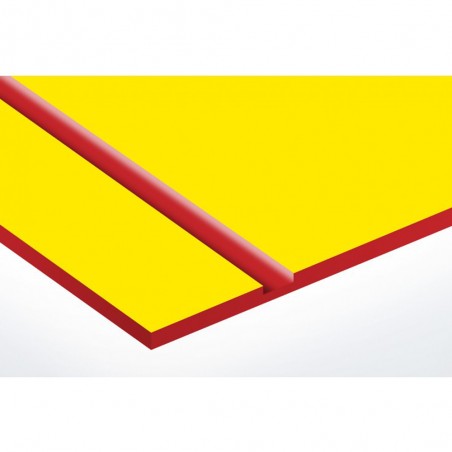Plaque de porte gravée sur 1 à 2 lignes couleur Jaune lettres rouges - Rectangle classique 125 x 250 mm