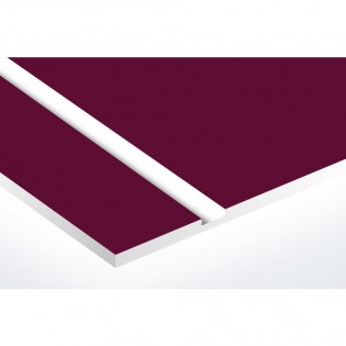 Plaque de porte gravée sur 1 à 2 lignes couleur bordeaux lettres blanches - Format rectangle 125 x 250 mm