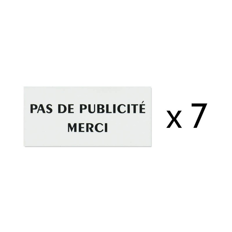 Lot de 7 plaques Stop Pub logo "Pas de publicité" pour recharge porte plaque buraliste, boulangerie, fleuriste
