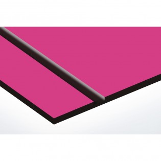 Plaque nom avec numéro + Plaque Stop Pub pour boite aux lettres format Decayeux (100x25mm) rose lettres noires - 3 lignes