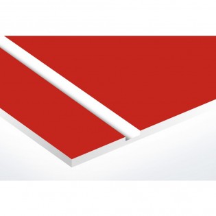 Plaque nom + Plaque Stop Pub pour boite aux lettres format Decayeux (100x25mm) rouge lettres blanches - 3 lignes
