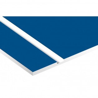 Plaque nom avec numéro + Plaque Stop Pub pour boite aux lettres format Decayeux (100x25mm) bleue lettres blanches - 3 lignes