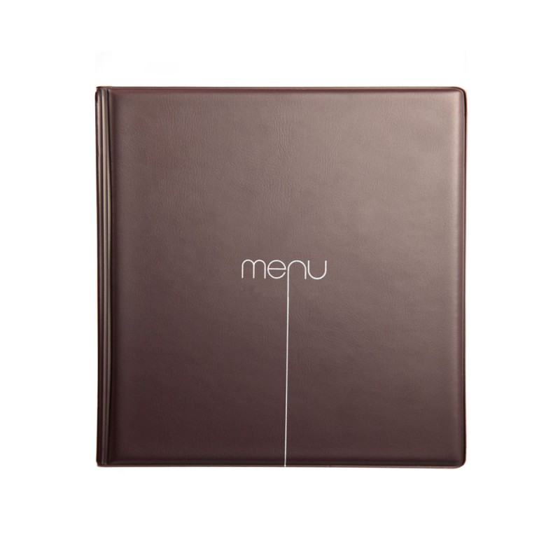 Lot de 10 Protège-menus Risto couleur marron format carré 21 cm x 21 cm pour présentation menus hôtels - restaurants