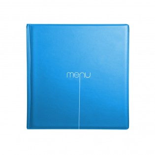 Lot de 10 Protège-menus Risto couleur bleu format carré 21 cm x 21 cm pour présentation menus hôtels - restaurants