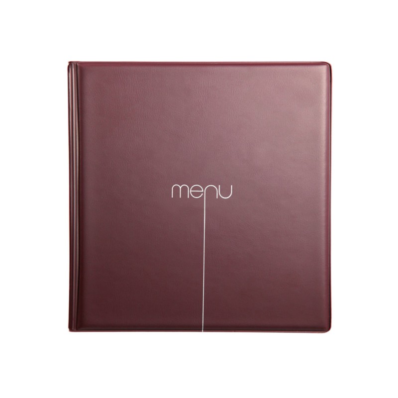Protège menu Risto couleur bordeaux format carré 21 cm x 21 cm pour présentation menus hôtels - restaurants Protège menu Risto couleur bordeaux format carré 21 cm x 21 cm pour présentation menus hôtels - restaurants