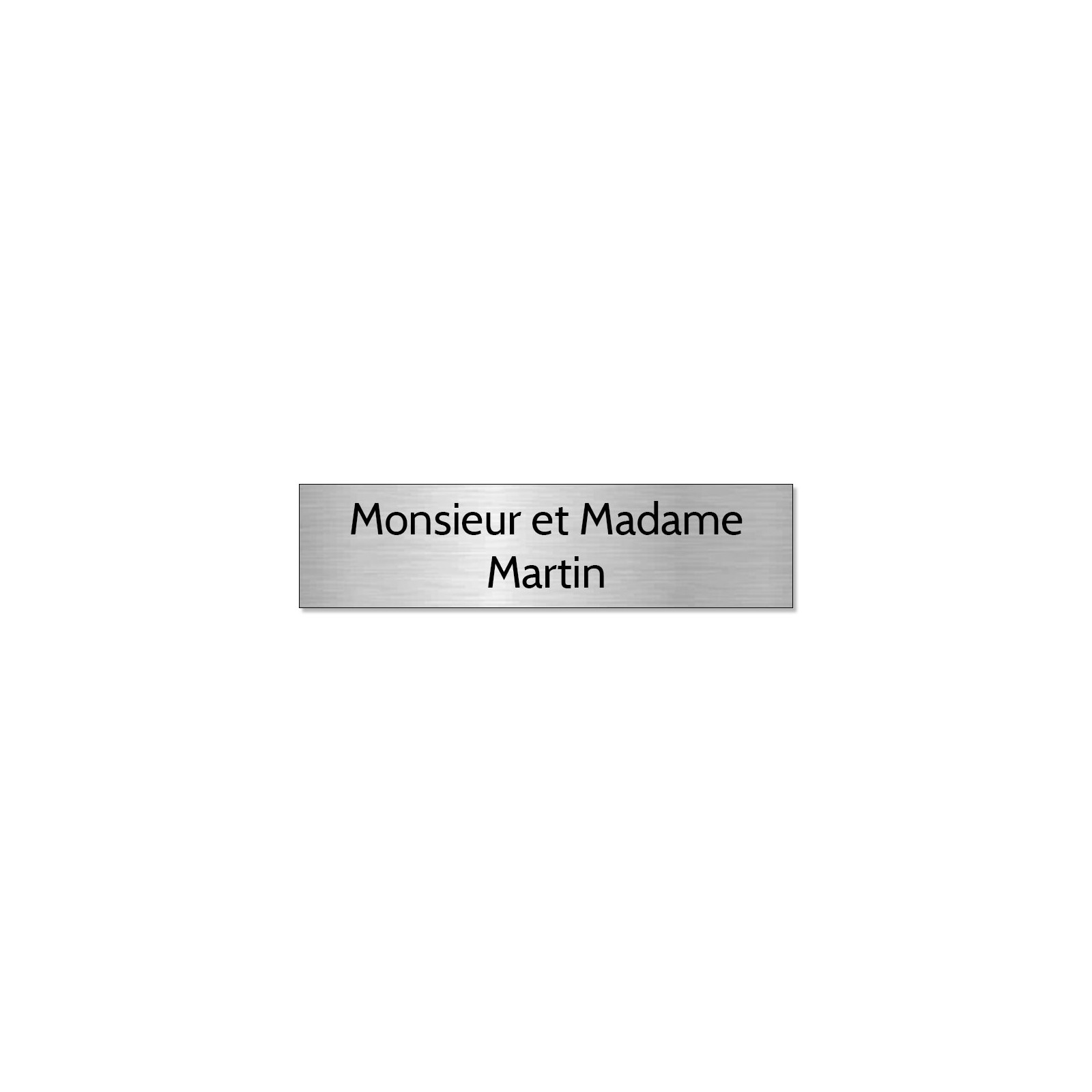 Plaque adhésive interphone ou sonnette 60 mm x 15 mm gravure personnalisée sur 2 lignes couleur argent lettres noires