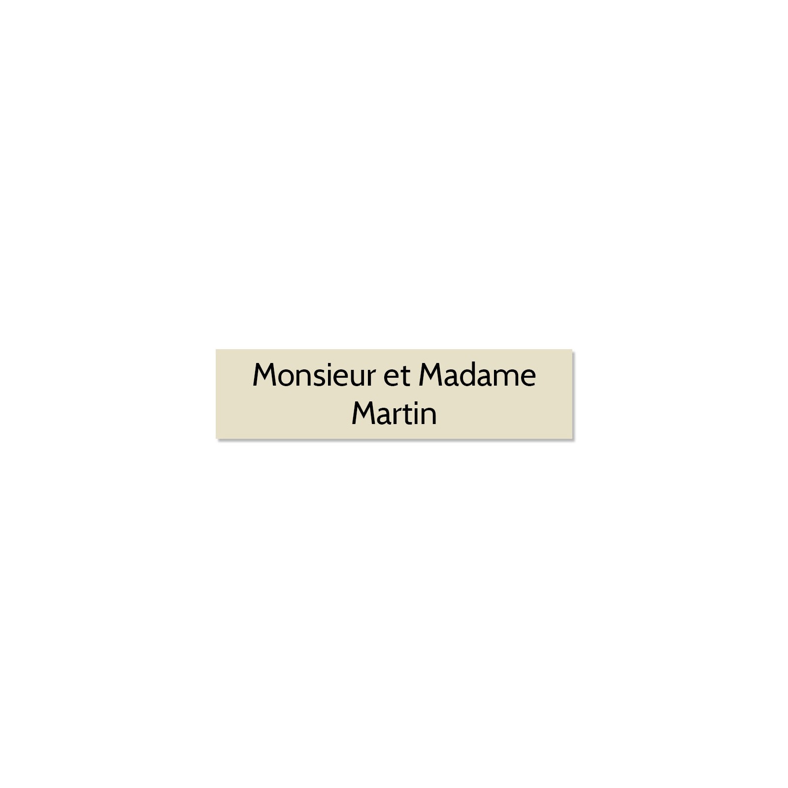 Plaque adhésive interphone ou sonnette 60 mm x 15 mm gravure personnalisée sur 2 lignes couleur beige lettres noires