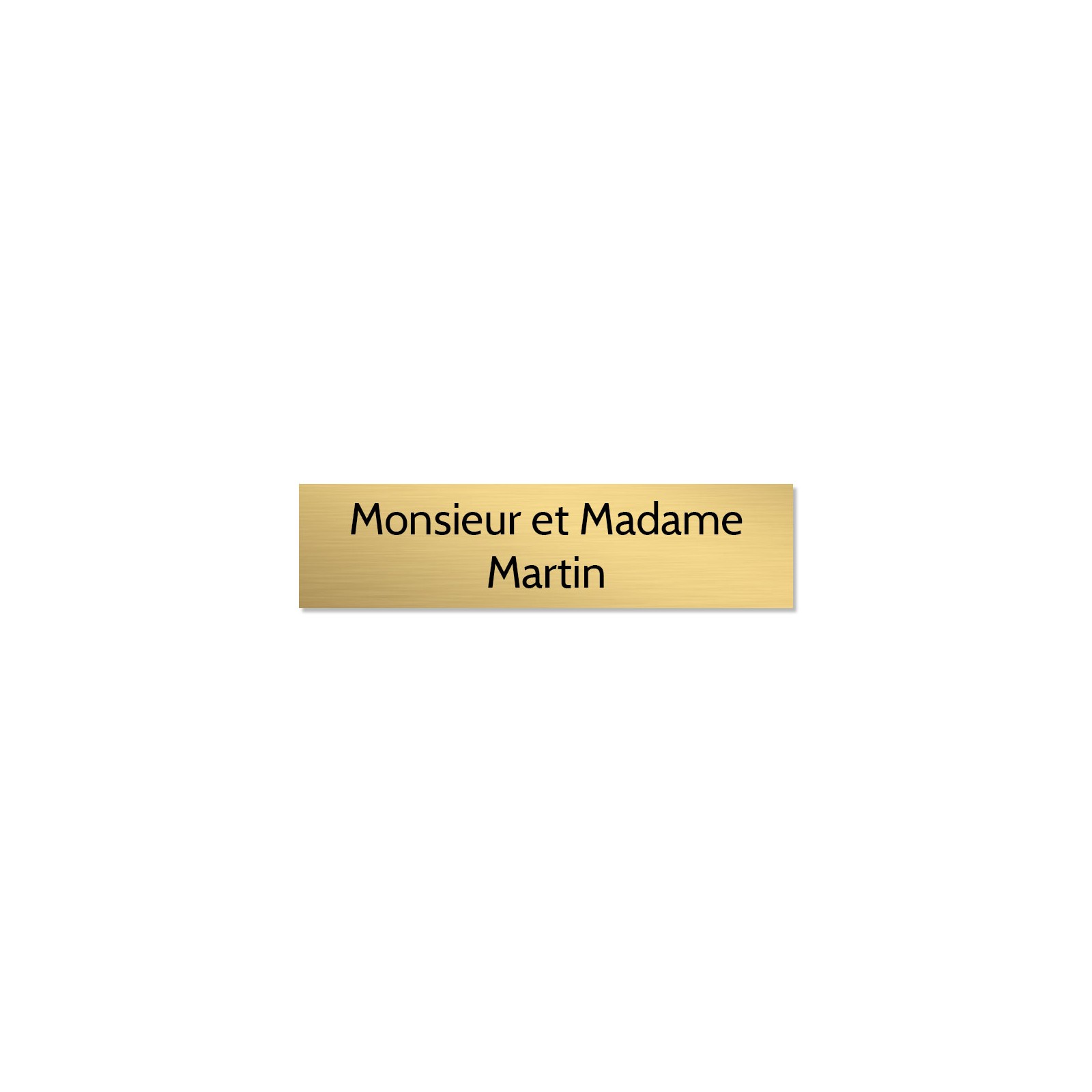Plaque adhésive interphone ou sonnette 60 mm x 15 mm gravure personnalisée sur 2 lignes couleur or lettres noires
